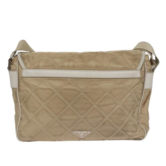PRADA Shoulder Bag Nylon Beige Silver - Picture 2 of 16